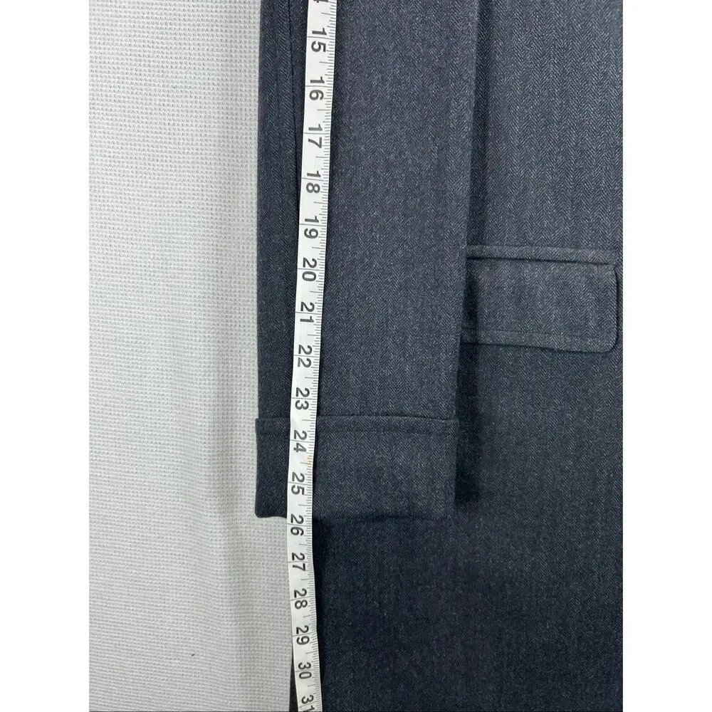 Vintage Charcoal Wool Overcoat Tailored Long Coat Classic Minimalist 44R